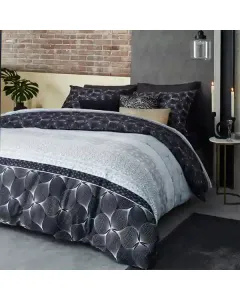 Bedding House Pia Duvet Cover Set - 100% Sateen Cotton - King/Super King - 3 Pcs - Black available at The Scout - Amman, Jordan
