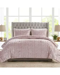 Nova Home Harlow Winter Silver Metallic Print Fur Comforter Set - Pink (Available in Sizes)