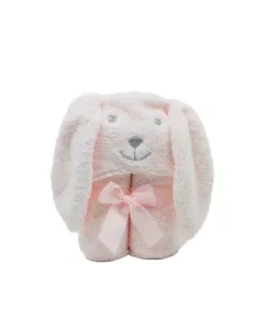 Nova Home "Rabbit" Hooded Baby Blanket - %100 Cotton - Pink