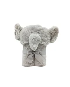 Nova Home "Elephant" Hooded Baby Blanket - %100 Cotton - Grey