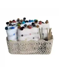 Nova Home Cotton Crochet Basket 38x26x16cm - Ivory