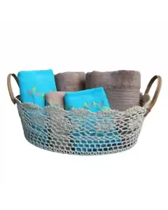 Nova Home Cotton Crochet Basket 48x33x15cm - Ivory available at The Scout - Amman, Jordan