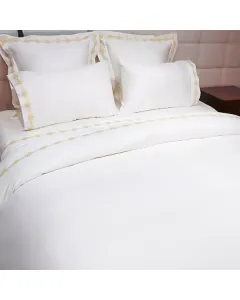 Nova Home "RUBY" Embroidery Duvet Cover Set - 100% Cotton/ 400 Thread - King/Super King - 7 Pcs - White & Gold