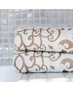 Nova Home Damasque Towel/ 100% Cotton - Cream available at The Scout - Amman, Jordan