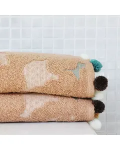 Nova Home Pompom Towel/ 100% Cotton - Camel