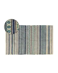 Nova Home Meadow Woven Rug - 100% Cotton -  Dark Blue (Available in sizes) available at The Scout - Amman, Jordan