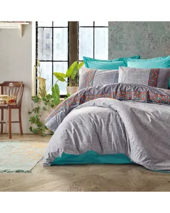 Nova Home "Gri" Duvet Cover Set - 100% Cotton - 4 Pcs - King/Super King - Grey