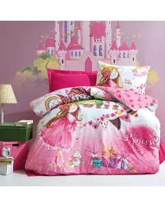 Nova Home "Princess" Duvet Cover Set - 100% Cotton - 3 Pcs - Single/Twin - Fuchia