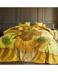 Van Gogh Tournesol Duvet Cover Set - 100% Cotton Satin/ 220 Thread Count - King/Super King - 3 Pcs - Yellow available at The Scout - Amman, Jordan