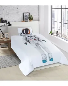 Nova Home "Astronaut " Kids' Duvet Cover Set - 100% Cotton 200 Thread Count/ Queen - 4Pcs - White available at The Scout - Amman, Jordan