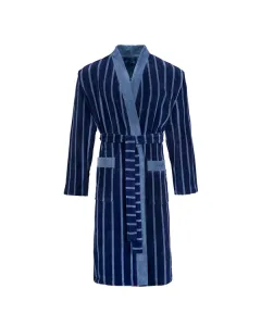 Bugatti Antonio Men's Bathrobe - 100% Cotton - Marine Blue (Available in sizes) available at The Scout - Amman, Jordan
