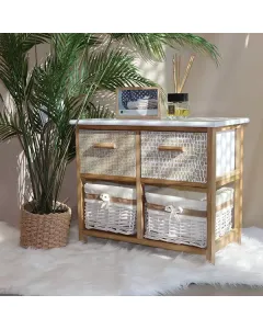 Weva "Keenan" Wood Storage Cabinet With 2 Drawers & 2 Baskets - Beige available at The Scout - Amman, Jordan