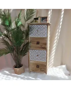 Weva "Luxen" Wood Storage Cabinet With 4 Drawers - Beige available at The Scout - Amman, Jordan