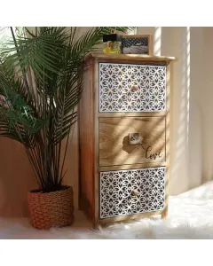 Weva "Luxen" Wood Storage Cabinet With 3 Drawers - Beige available at The Scout - Amman, Jordan