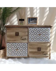 Weva "Luxen" Wood Storage Table With 4 Drawers - Beige available at The Scout - Amman, Jordan