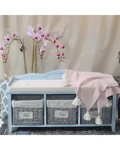 Weva "Helen" Storage Bench With 3 Baskets - Grey available at The Scout - Amman, Jordan