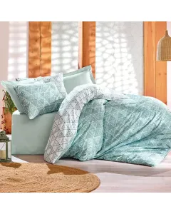 Nova Home "Solo" Printed Comforter Set - 100% Cotton - Light Blue (Available In Sizes)