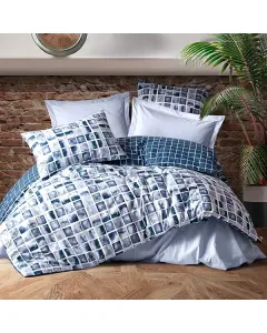 Nova Home "Palo" Printed Comforter Set - 100% Cotton - King/Super King - Navy available at The Scout - Amman, Jordan