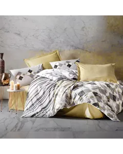 Nova Home "Stone" Printed Comforter Set - 100% Cotton - King/Super King - Light Yellow available at The Scout - Amman, Jordan