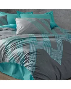Nova Home "River" Printed Comforter Set - 100% Cotton - King/Super King - Grey available at The Scout - Amman, Jordan