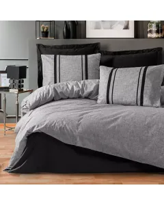 Nova Home "Bitter" Duvet Cover Set - 100% Cotton - King/Super King - 4 Pcs - Grey & Black