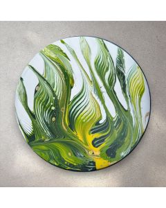 Nature's Serenity - Circular Green Leaf Art 40cm (Handmade Artwork)