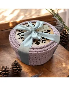 Handmade Soft Purple Crochet Box (20cm Diameter x 10cm Height)