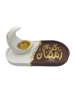 Coaster with Incense Burner - White & Brown