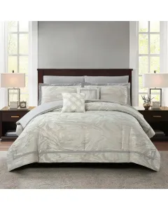 Nova Home Grady Jacquard Comforter Set - King & Super King - 8 Pcs - Grey
