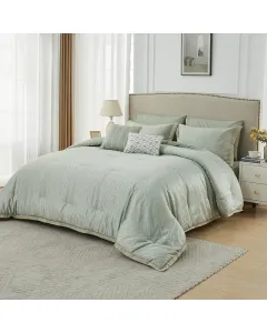 Nova Home Galileo Jacquard Comforter Set - King & Super King - 8 Pcs - Green