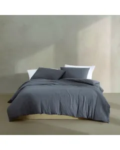 Nova Home Calven Seersucker Summer Duvet Cover Set - D.Grey (Available In Sizes)
