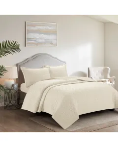 Nova Home Sonic Pre Washed Summer Bed Spread Set - Ivory (Available In Sizes)