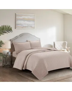 Nova Home Sonic Pre Washed Summer Bed Spread Set - Taupe (Available In Sizes)