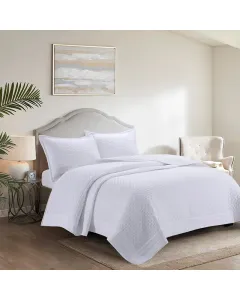 Nova Home Sonic Pre Washed Summer Bed Spread Set - White (Available In Sizes)