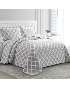 Nova Home Valook Poly Cotton Jaquard Reversible Bed Spread Set - Grey (Available In Sizes)