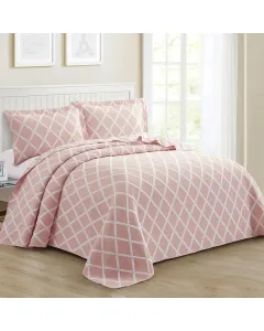 Nova Home Valook Poly Cotton Jaquard Reversible Bed Spread Set - Pink (Available In Sizes)