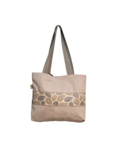 Soft Grey Tote Bag with Tatreez - 35x40 cm, Handle 70 cm