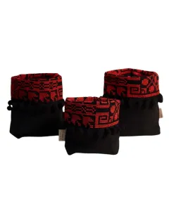 3-Piece Set of Table Bags (S/M/L) - Black with Tatreez