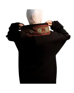 Black Hoodie with Tatreez on Hood (Available in sizes)