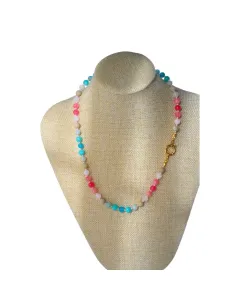 Women’s Handmade Knotted Beaded Necklace with Colorful Stone Beads