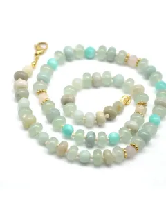 Women’s Handmade Knotted Beaded Necklace with Amazonite and Aventurine