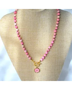 Women’s Handmade Knotted Beaded Necklace with Pink Emperor Stone Beads