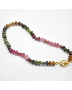 Women’s Handmade Knotted Beaded Choker with Tourmaline Stone Beads