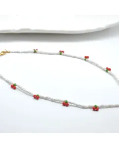 Cherry Beaded Choker – Gold Clasp