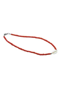 Red Beaded Shell Necklace