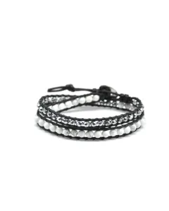 Double Wrap Bracelet – Silver & White Turquoise