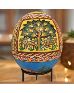 Hand Painted Mosaic Ostrich Egg - premium quality product. - بيضة نعامة مطلية بالفسيفساء - منتج عالي الجودة.