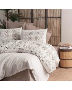 Nova Home "Asilo" Duvet Cover Set - 100% Cotton - King/Super King - 4 Pcs - Beige available at The Scout - Amman, Jordan