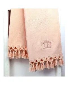 Manterol Plain  Beach Towel with Tassels - 100% Cotton - 85x145 cm - Salmon