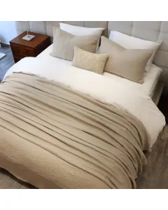 Nova Home Whispers Knitted Cotton Bedspread Set - Single/Twin - 2 Pcs - Sand available at The Scout - Amman, Jordan